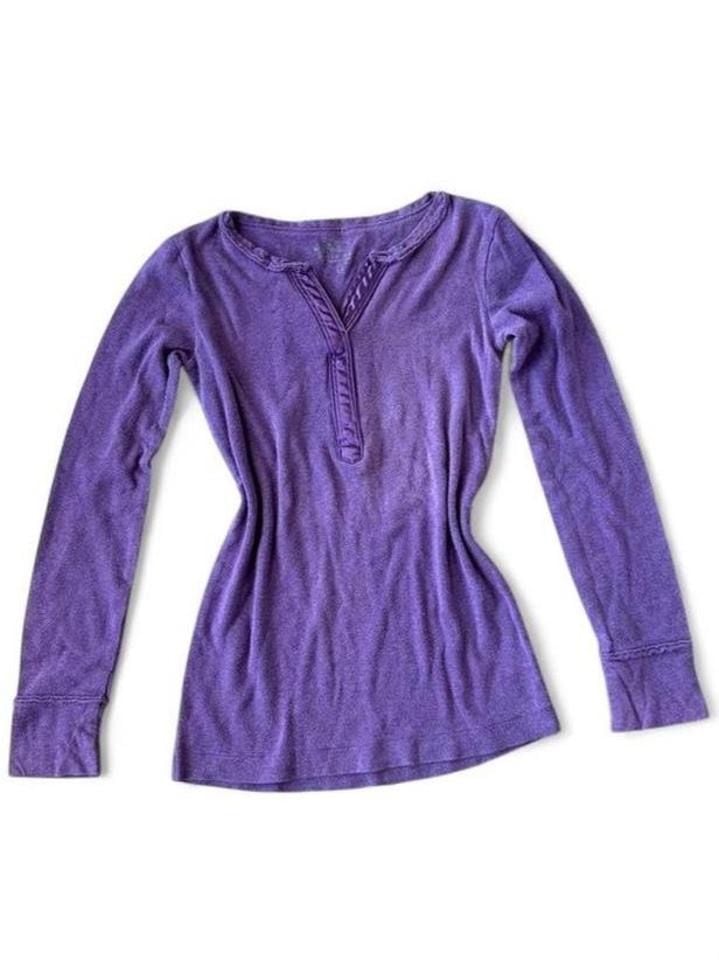 Y2k Old Navy Purple Long Sleeve Henley Top (Size L)